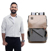 THE CLOWNFISH Unisex Backpack For Laptop Standard Backpack 15.6 Inch Bag (Grey With Khaki)